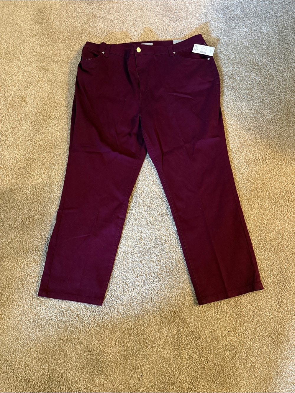 Catherines Sateen Stretch Pants in Deep Wine